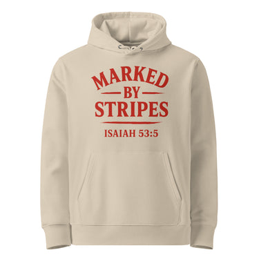 Desert dust Christian hoodie – red front Marked by Stripes print